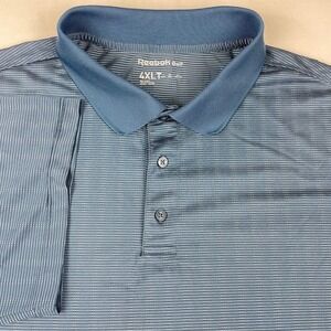 Reebok Golf Men 4XLT Blue Striped Short Sleeve Performance Polo Shirt Big & Tall